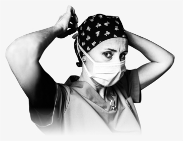 Nurse Tying On Her Surgical Mask With A Serious Look - Bandana, HD Png Download, Transparent PNG