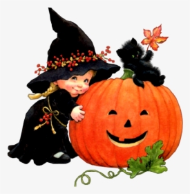 Cute Baby Witches Halloween Cartoon Clip Art Witch - Ver Imagenes De Halloween, HD Png Download, Transparent PNG