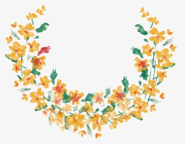 Flower Yellow Watercolor Vector Half Floral Border - Yellow Flower Wreath Png, Transparent Png, Transparent PNG