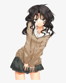 Transparent Black Hair Model Png - Curly Haired Anime Girl, Png Download, Transparent PNG