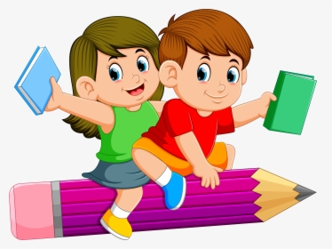 Kids Flying On Pencil Clipart , Png Download - Kids Pencil, Transparent Png, Transparent PNG