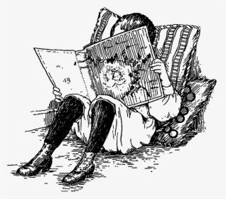 Boy Reading Book Antique Illustration Download - Transparent Children Sketch, HD Png Download, Transparent PNG