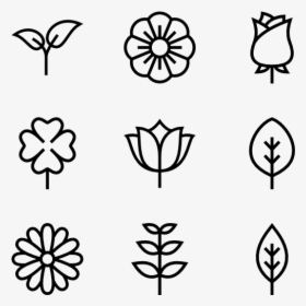 Flowers And Leaves - Black And White Small Flowers, HD Png Download, Transparent PNG