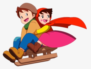 Heidi And Peter On Sleigh - Heidi Cartoon In Chutti Tv, HD Png Download, Transparent PNG