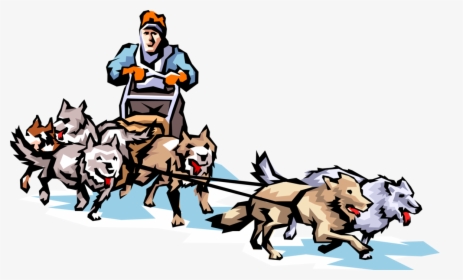 Vector Illustration Of Dog Sledding In Alaska On Snow - Dog Sled Clip Art, HD Png Download, Transparent PNG