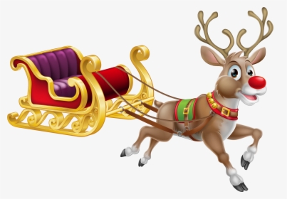 Transparent Christmas Sledge Png Clipart - Santa Claus Reindeer Rudolph, Png Download, Transparent PNG