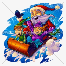 Santa In Sleigh Art, HD Png Download, Transparent PNG