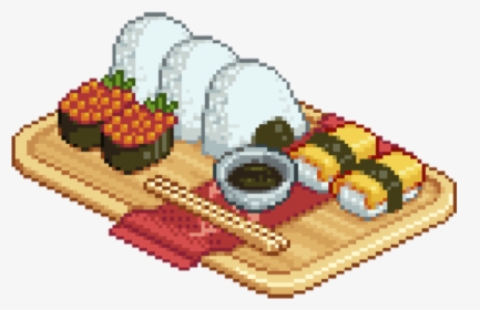 #pixel #sushi #cute #png #tumblr #food #red #yellow - Japanese Food Pixel Png, Transparent Png, Transparent PNG