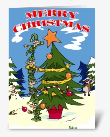 Elves Decorating A Christmas Tree Greeting Card, HD Png Download, Transparent PNG