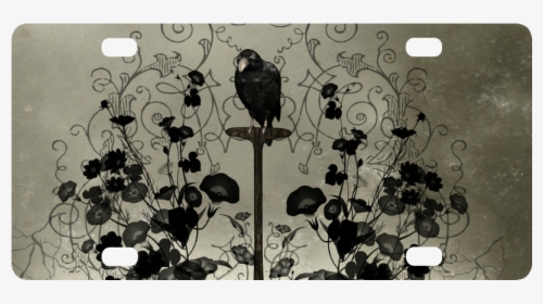 Crow With Flowers On Vintage Background Classic License, HD Png Download, Transparent PNG