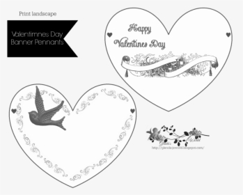 Valentine Heart Banner Pennants , Png Download, Transparent Png, Transparent PNG