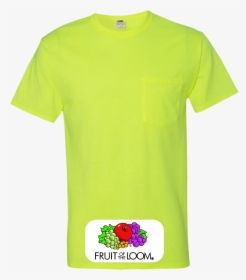 Fruit Of The Loom Custom Safety Green Pocket T Shirts, HD Png Download, Transparent PNG