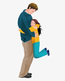Father Daughter Hug Girl Illustration, HD Png Download, Transparent PNG