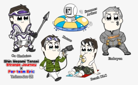 Finally The Pop Team Epic X Megaten Crossover Stickers, HD Png Download, Transparent PNG