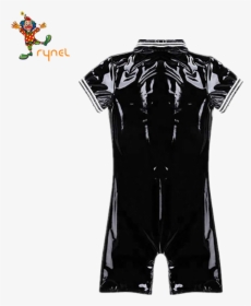 Pvc Black Short Front Zipper Bodysuit Tight Male Leather, HD Png Download, Transparent PNG