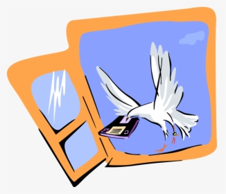 Vector Illustration Of Dove With Computer Disk Flying, HD Png Download, Transparent PNG