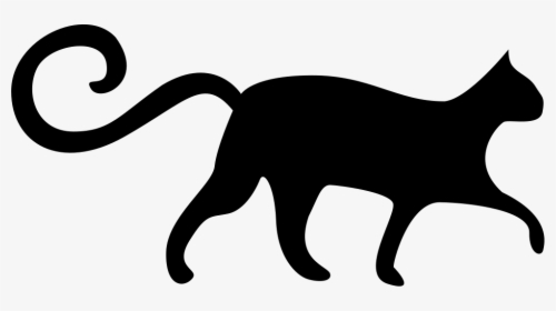 Cat Silhouette With Spiral Tail, HD Png Download, Transparent PNG