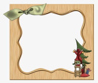 Christmas Gold Png Photo Frame With Red Bow Christmas, Transparent Png, Transparent PNG