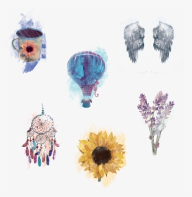 #watercolor #flower #wings #sunflower #dreamcatcher, HD Png Download, Transparent PNG