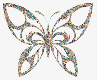 Iridescent Psychedelic Tribal Butterfly Silhouette, HD Png Download, Transparent PNG