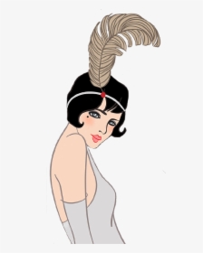 Bring Out Your Black Silk Fedora Or Your Best Flapper - 1920 Feather Headband Drawing, HD Png Download, Transparent PNG