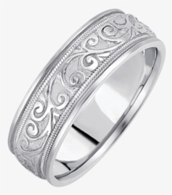 Antique Design Gold Scroll Wedding Band - Engagement Ring, HD Png Download, Transparent PNG