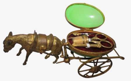 Palais Royal Etui Brass Donkey Pulling Green Opaline, HD Png Download, Transparent PNG