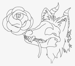 Wolves Drawing Skeleton - Skull Dog Base Drawing, HD Png Download, Transparent PNG