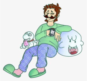 A Luigi Jus Chillin This Is Kinda Part Of Mansiontober - Cartoon, HD Png Download, Transparent PNG