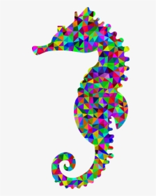 Low Poly Prismatic Seahorse Silhouette 2 Clip Arts - Low Polygon Seahorse, HD Png Download, Transparent PNG