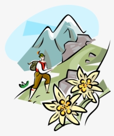 Clip Art Mountain Guide Alps Vector - Hiking Clipart Png, Transparent Png, Transparent PNG