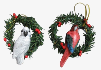 Cockatoo And Macaw Parrot Hand Painted Wood Christmas - Christmas Ornament, HD Png Download, Transparent PNG