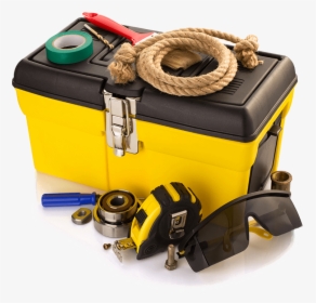 Yellow Box With Various Construction Tools - Tools And Supplies Png, Transparent Png, Transparent PNG