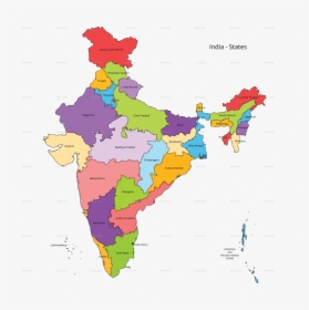 India States Map - States Of India Map 2019, HD Png Download, Transparent PNG