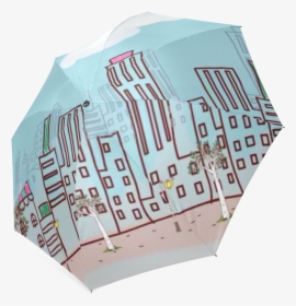 Cartoon City Foldable Umbrella - Umbrella, HD Png Download, Transparent PNG