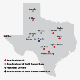 Texas Tech On Texas Map, HD Png Download, Transparent PNG