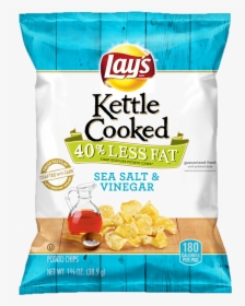 Lay S® Kettle Cooked 40% Less Fat Sea Salt & Vinegar - Lay's Kettle Cooked Salt And Vinegar, HD Png Download, Transparent PNG