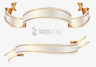 Free Png Gold Banner Ribbon Png Png Images Transparent - White Gold Ribbon Vector, Png Download, Transparent PNG