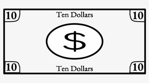 Ten Dollar Bill, 10, Black And White - Circle, HD Png Download, Transparent PNG