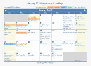 January 2019 Printable Calendar With Us Holidays - Holiday October 2019 Calendar, HD Png Download, Transparent PNG