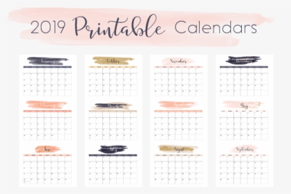 Free 2019 Printable Calendars - Pretty Calendar 2019, HD Png Download, Transparent PNG