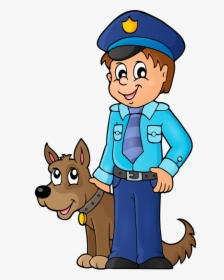 Coloring Books For Kids Design Vector Png - Policeman And Dog Clipart, Transparent Png, Transparent PNG