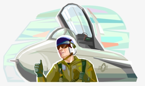 Vector Illustration Of Air Force Pilot With Fighter - Air Force Pilot Vector, HD Png Download, Transparent PNG