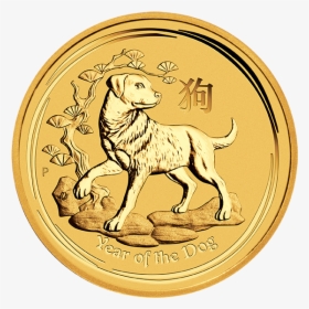 Lunar Ii Dog 1/10oz Gold Coin 2018 Front - 2018 Lunar Gold Coin, HD Png Download, Transparent PNG