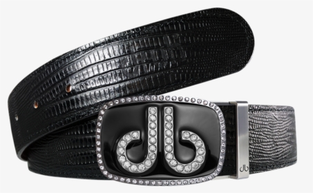Black Lizard Texture Leather Belt With Black Diamante - Belt, HD Png Download, Transparent PNG