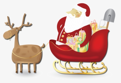Transparent Stock Rudolph Claus Reindeer Sled Clip - Santa Claus, HD Png Download, Transparent PNG