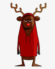 Rudolph The Red Nosed Reindeer Clipart Outline - Cartoon, HD Png Download, Transparent PNG