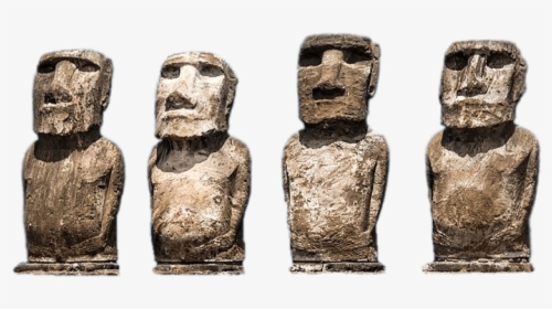 Four Aligned Easter Island Moai Statues - Moai, HD Png Download, Transparent PNG