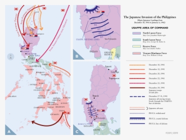 Japanese Invasion Of The Philippines - Map, HD Png Download, Transparent PNG