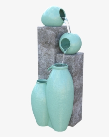 Water, Fountain, Stone, Ceramic, Modern, Sculpture - Teal Ceramic Fountain, HD Png Download, Transparent PNG